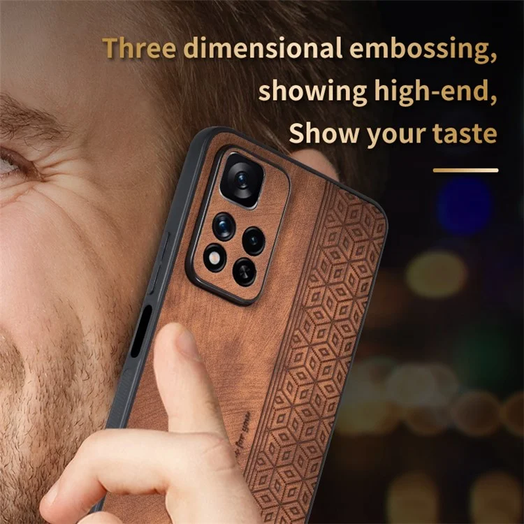 AZNS For Xiaomi Redmi Note 11 Pro+ 5G / Redmi Note 11 Pro 5G (MediaTek) Imprinted Pattern PU Leather Coated TPU Drop-proof Phone Case - Brown