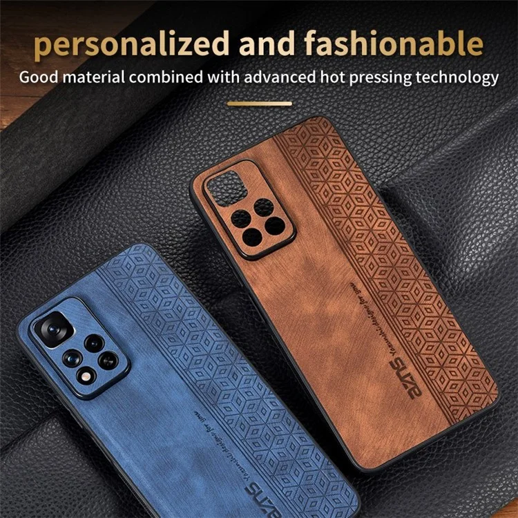 AZNS For Xiaomi Redmi Note 11 Pro+ 5G / Redmi Note 11 Pro 5G (MediaTek) Imprinted Pattern PU Leather Coated TPU Drop-proof Phone Case - Brown