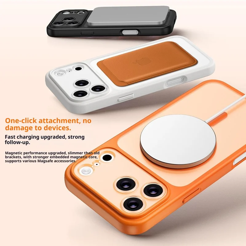 Großhandel für iPhone 17 Pro Max Hülle kompatibel mit MagSafe PC + TPU Handyhülle mit abnehmbarem PC-Objektivschutz - Orange