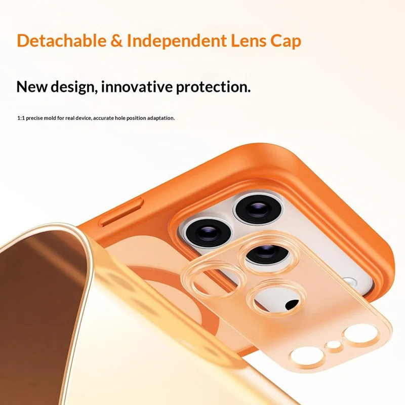 Compra al por mayor para la funda del iPhone 17 Pro compatible con MagSafe PC + Cubierta de teléfono de TPU con protector de lente de PC desmontable - Naranja