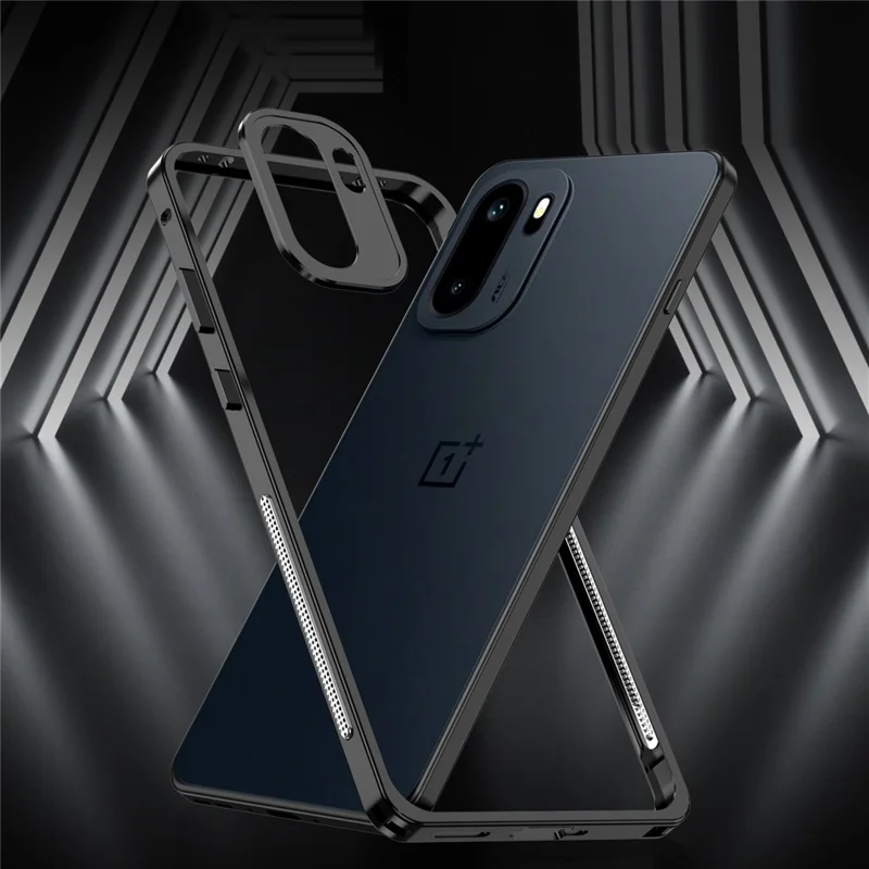 Til OnePlus Ace 6 5G stødfaste huse med metalramme og varmeafledning med linsebeskytter - Sort