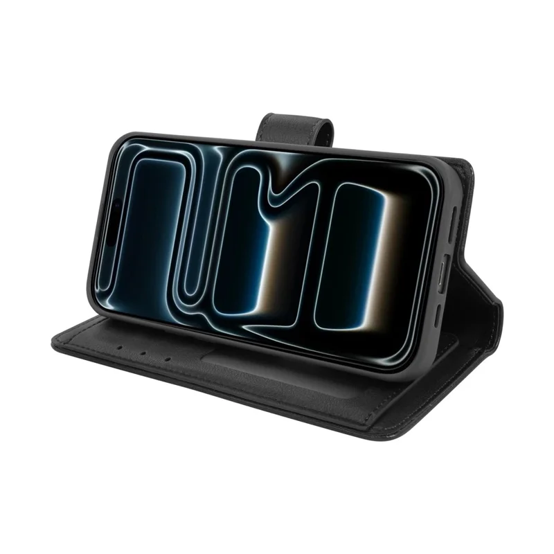 HANMAN Mila Series Per iPhone 17 Pro Custodia Cover Portafoglio in Pelle PU con Supporto Magnetico - Nero