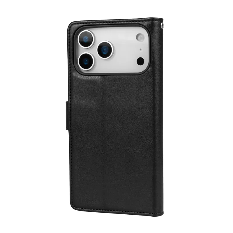HANMAN Mila Series Per iPhone 17 Pro Custodia Cover Portafoglio in Pelle PU con Supporto Magnetico - Nero