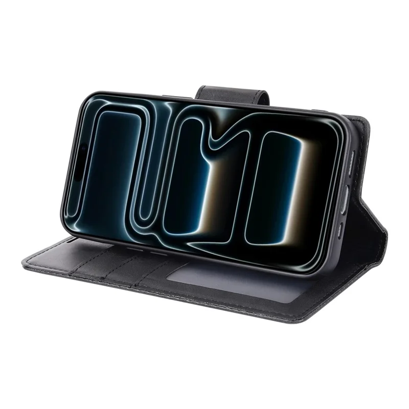 HANMAN For iPhone 17 Pro Max Wallet Case Magnetic Detachable 2-in-1 PU Leather Phone Stand Cover - Black