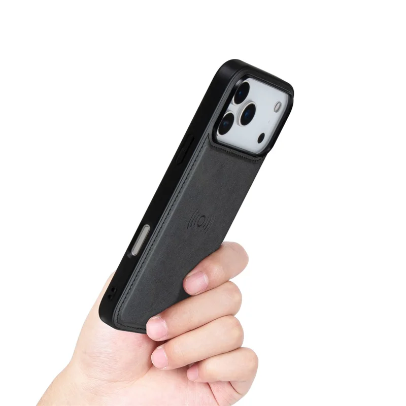 HANMAN For iPhone 17 Pro Max Wallet Case Magnetic Detachable 2-in-1 PU Leather Phone Stand Cover - Black