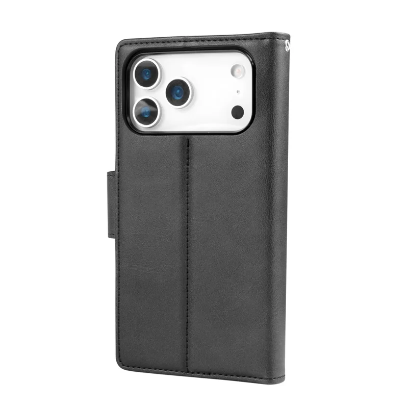 HANMAN For iPhone 17 Pro Max Wallet Case Magnetic Detachable 2-in-1 PU Leather Phone Stand Cover - Black