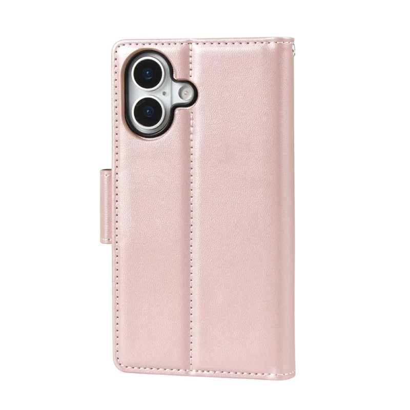 HANMAN For iPhone 17 Wallet Case Magnetic Detachable 2-in-1 PU Leather Phone Stand Cover - Rose Gold