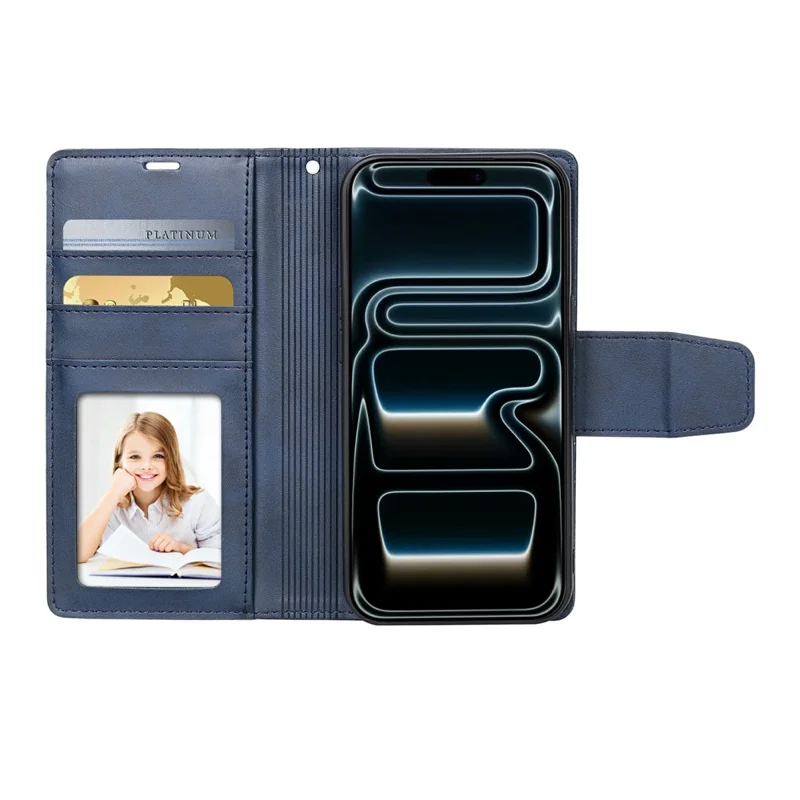 HANMAN For iPhone 17 Wallet Case Magnetic Detachable 2-in-1 PU Leather Phone Stand Cover - Blue