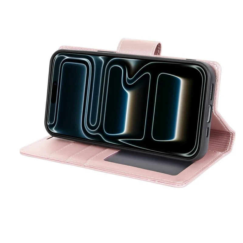 HANMAN Miro2 Série Pour iPhone Air Étui de Téléphone Magnétique Détachable Anti-Chute Couverture de Portefeuille en Cuir Support - Or Rose