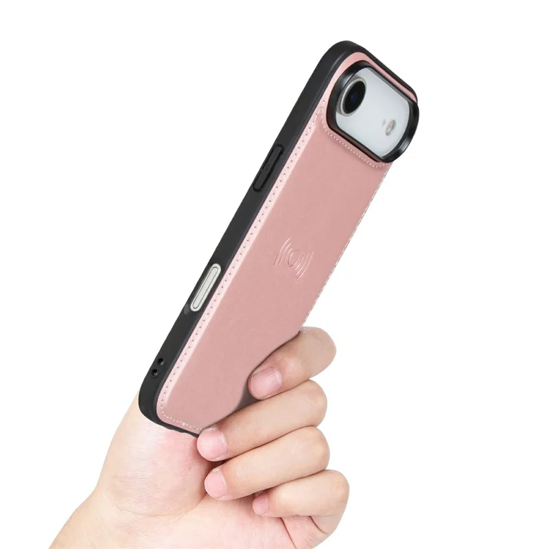 HANMAN Miro2 Série Pour iPhone Air Étui de Téléphone Magnétique Détachable Anti-Chute Couverture de Portefeuille en Cuir Support - Or Rose