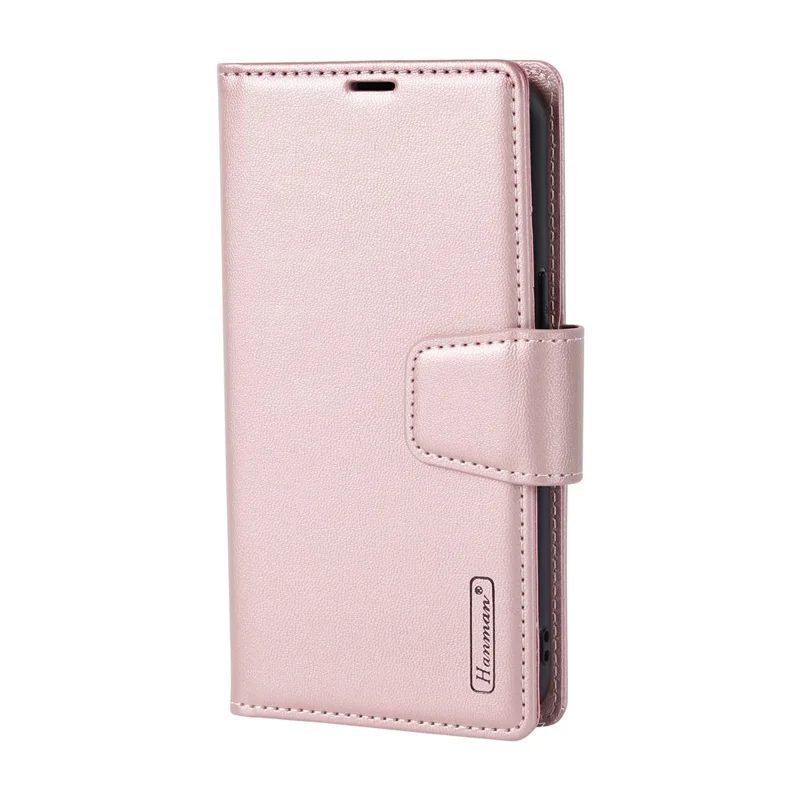 HANMAN Miro2 Série Pour iPhone Air Étui de Téléphone Magnétique Détachable Anti-Chute Couverture de Portefeuille en Cuir Support - Or Rose