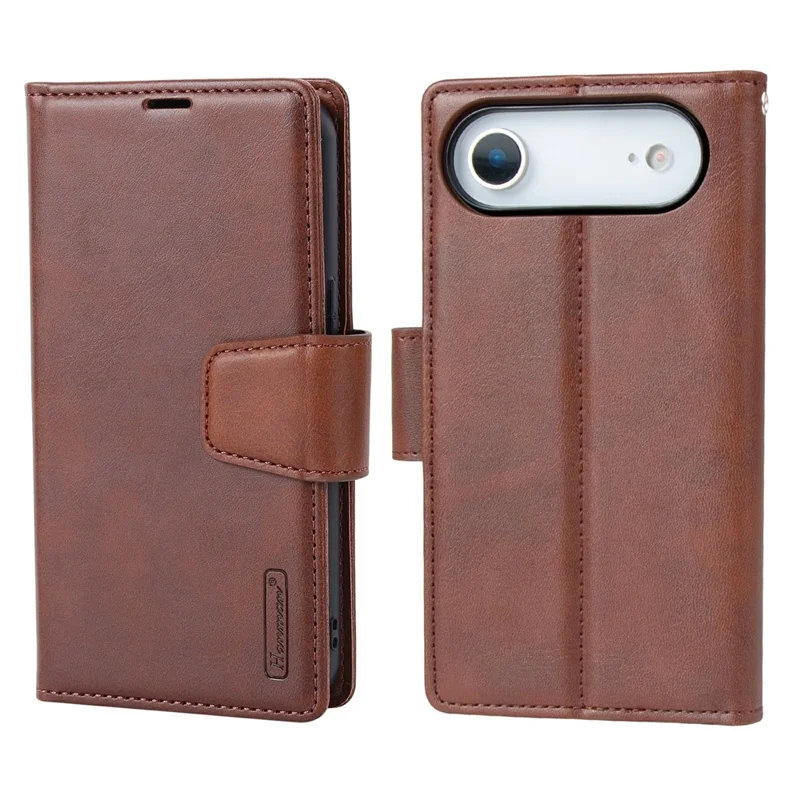 HANMAN For iPhone Air Wallet Case Magnetic Detachable 2-in-1 PU Leather Phone Stand Cover - Brown