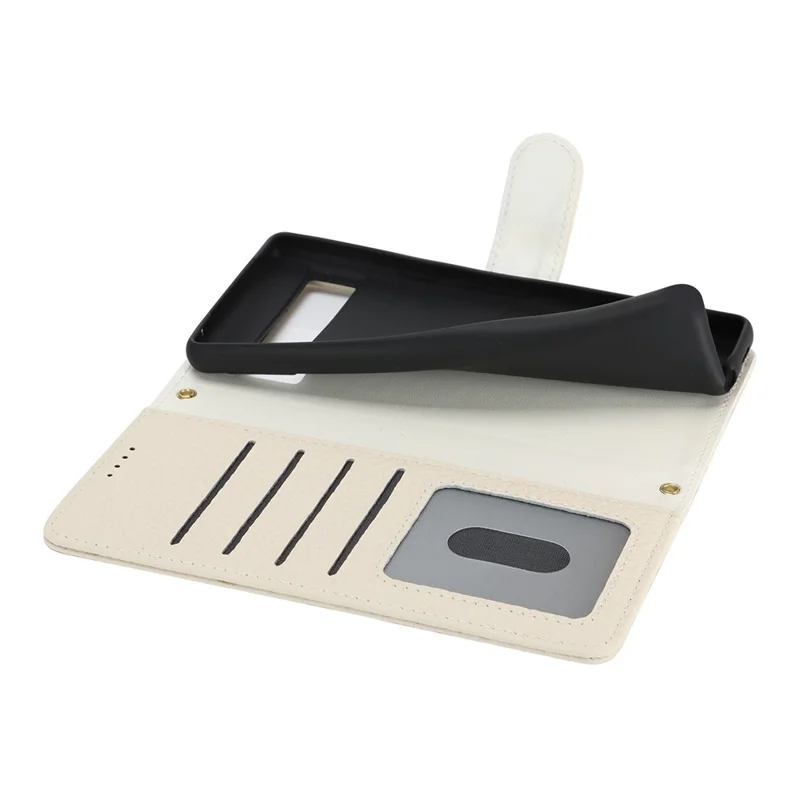 Чехол-подставка для Google Pixel 8a, кожа лити, натуральная кожа коровы, бумажник, чехол для телефона, блокировка RFID - белый