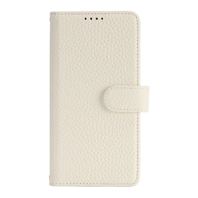 For Google Pixel 7a Stand Case Litchi Texture Genuine Cow Leather Wallet Phone Cover RFID Blocking - White