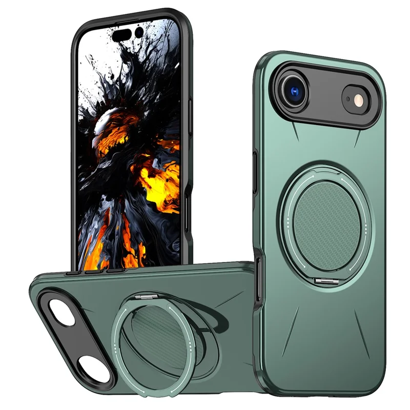 Bulk Purchasing For iPhone Air Magnetic Case Rotating Kickstand TPU + PC Phone Cover - Green