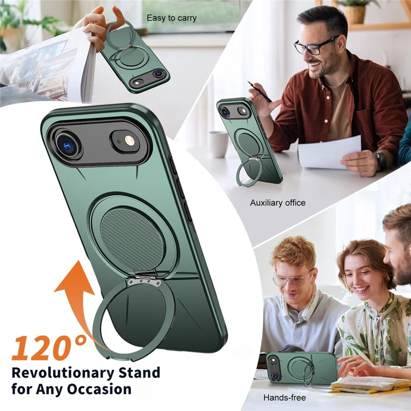 Bulk Purchasing For iPhone Air Magnetic Case Rotating Kickstand TPU + PC Phone Cover - Green