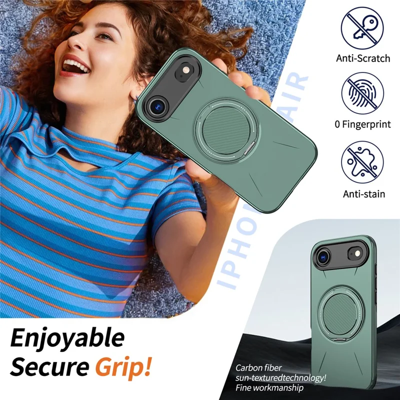 Bulk Purchasing For iPhone Air Magnetic Case Rotating Kickstand TPU + PC Phone Cover - Green