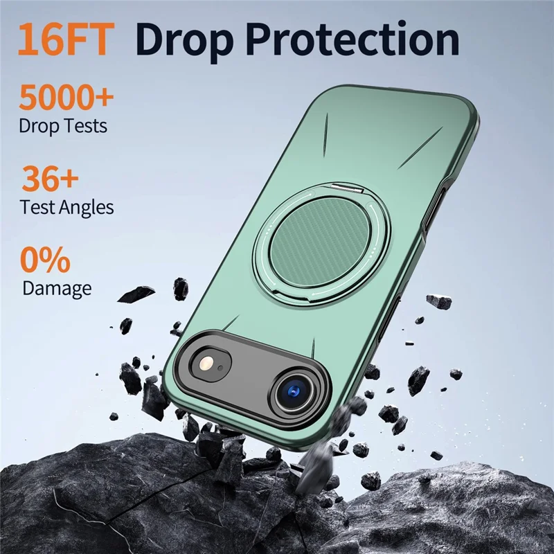 Bulk Purchasing For iPhone Air Magnetic Case Rotating Kickstand TPU + PC Phone Cover - Green