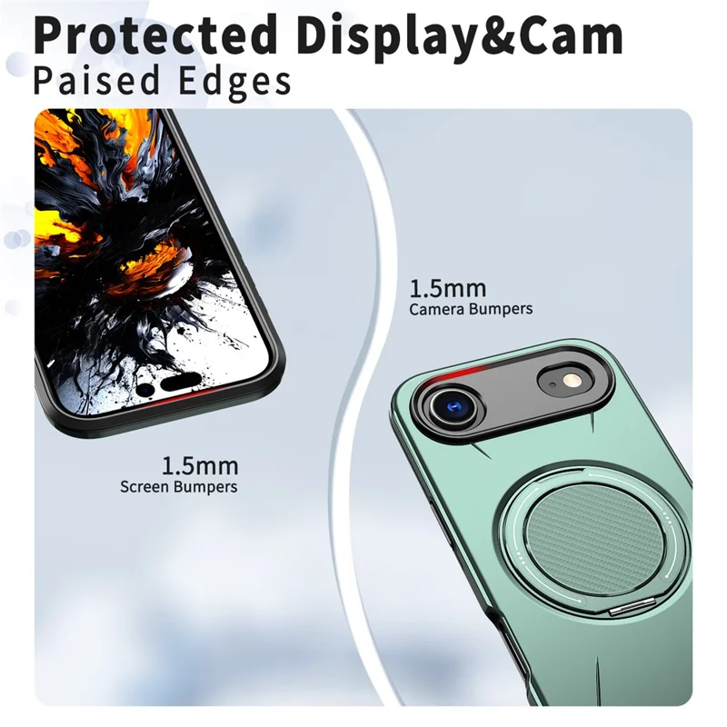 Bulk Purchasing For iPhone Air Magnetic Case Rotating Kickstand TPU + PC Phone Cover - Green
