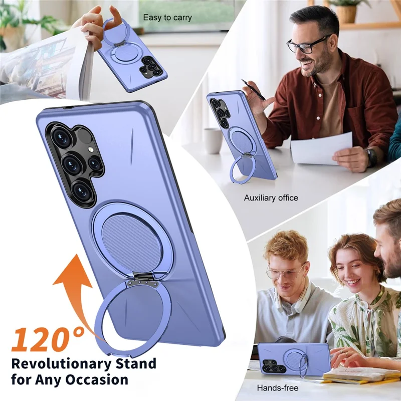 Capa Magnética para Samsung Galaxy S25 Ultra, Suporte Giratório, TPU + PC - Roxo