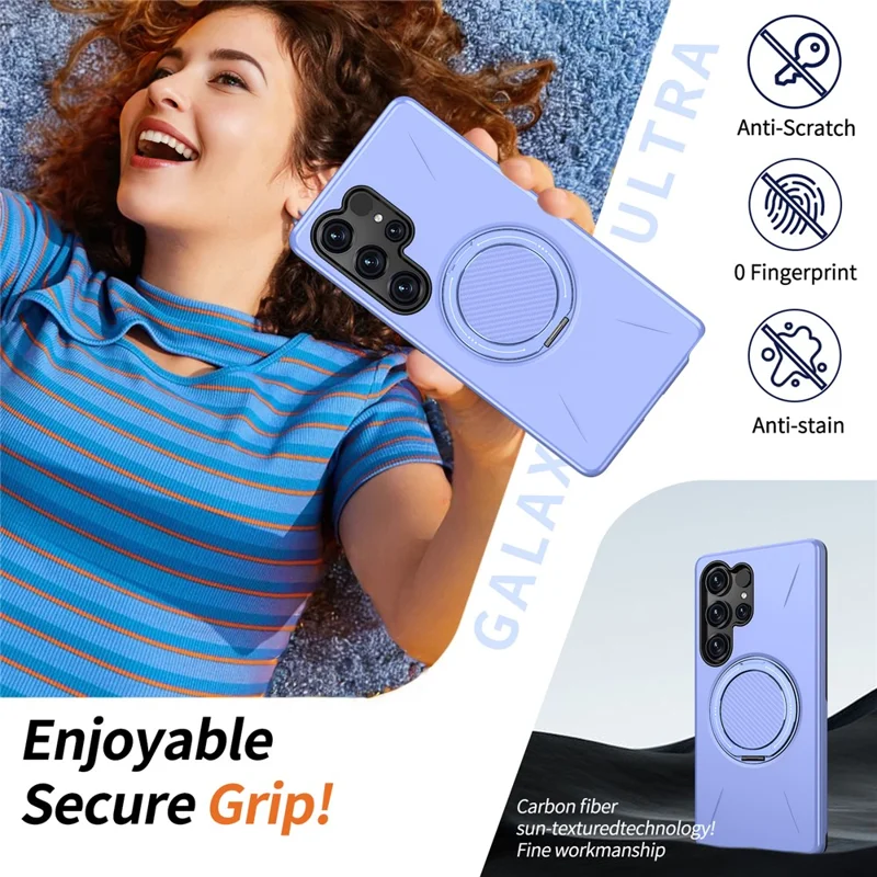 Capa Magnética para Samsung Galaxy S25 Ultra, Suporte Giratório, TPU + PC - Roxo