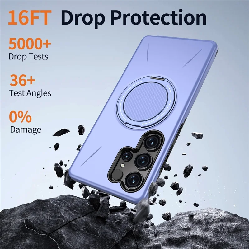 Capa Magnética para Samsung Galaxy S25 Ultra, Suporte Giratório, TPU + PC - Roxo