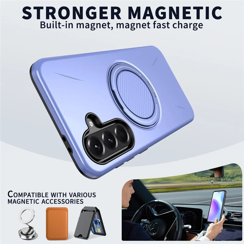 Samsung Galaxy A56 5G Magnetische Hülle Drehbarer Ständer TPU + PC Handyhülle - Lila