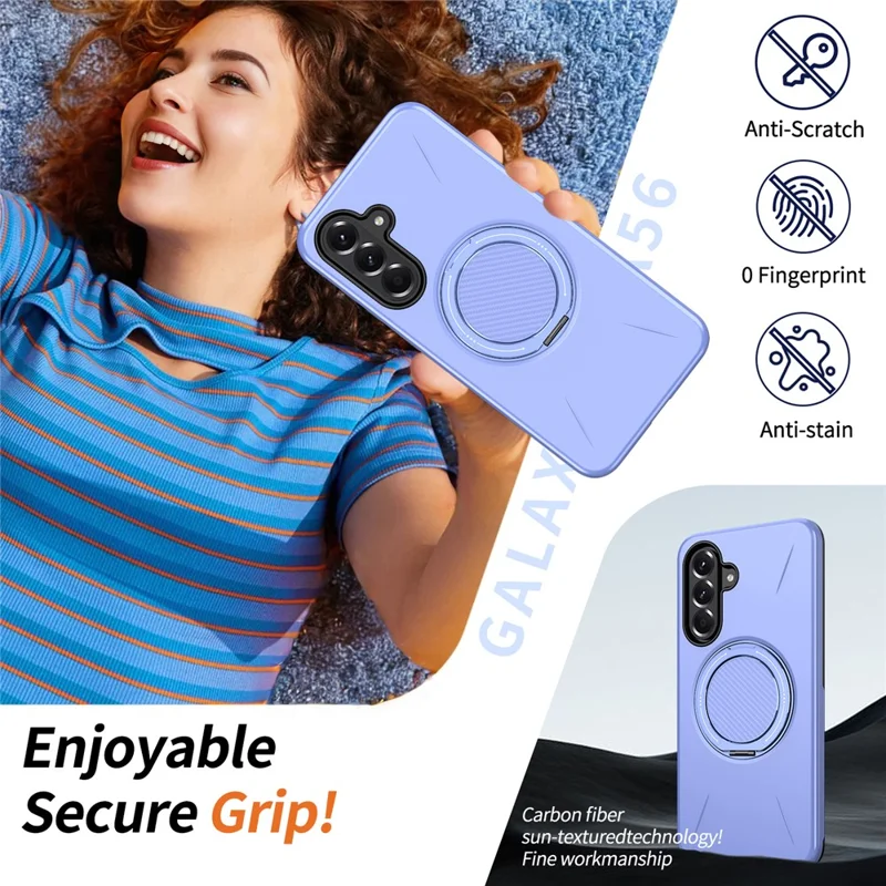 Samsung Galaxy A56 5G Magnetische Hülle Drehbarer Ständer TPU + PC Handyhülle - Lila