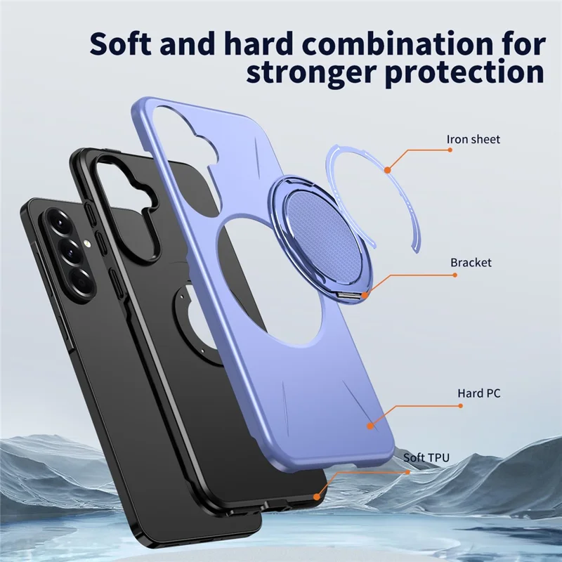 Samsung Galaxy A56 5G Magnetische Hülle Drehbarer Ständer TPU + PC Handyhülle - Lila