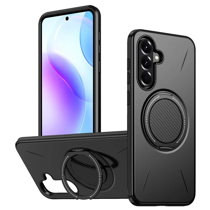 Capa Magnética para Samsung Galaxy A56 5G com Suporte Giratório TPU + PC - Preto