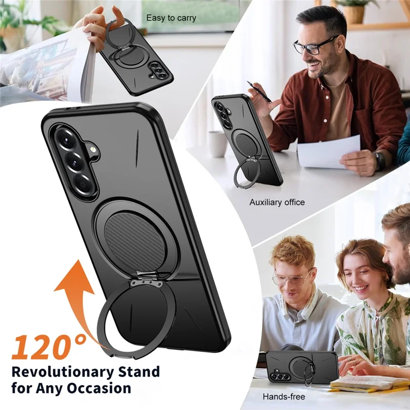 Capa Magnética para Samsung Galaxy A56 5G com Suporte Giratório TPU + PC - Preto