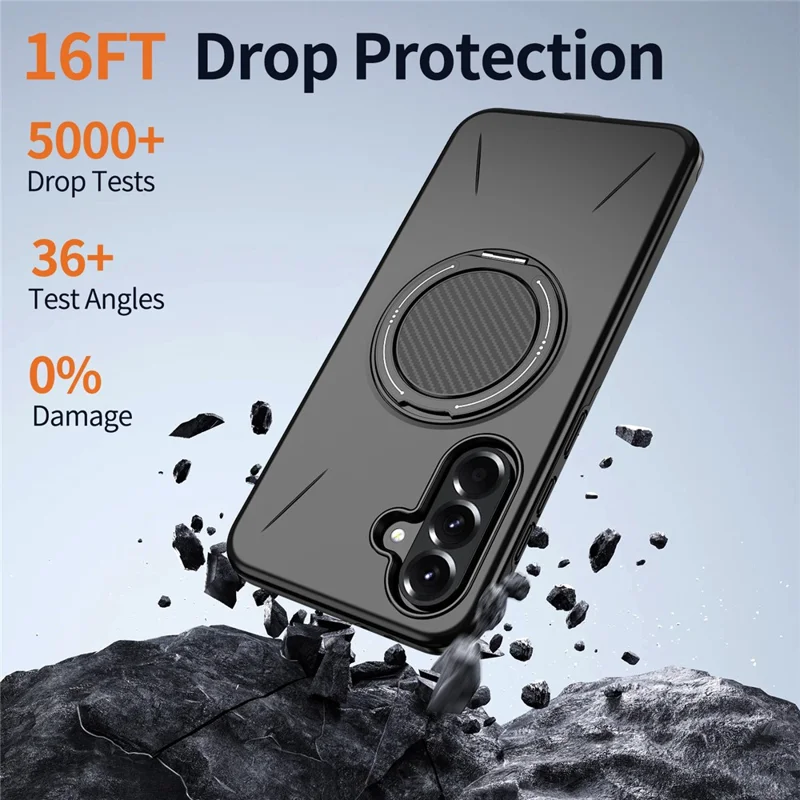 Capa Magnética para Samsung Galaxy A56 5G com Suporte Giratório TPU + PC - Preto