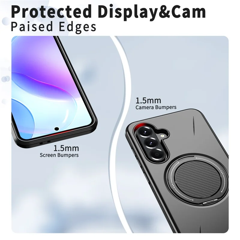 Capa Magnética para Samsung Galaxy A56 5G com Suporte Giratório TPU + PC - Preto