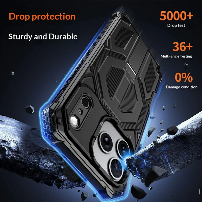 Großeinkauf für iPhone 17 Pro Kickstand-Hülle kompatibel mit MagSafe stoßfeste und staubdichte PC + TPU-Handyhülle - Schwarz