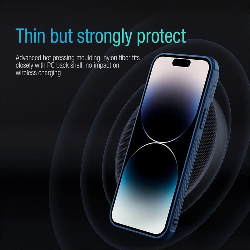 NILLKIN for iPhone 14 Pro Max Texture Protective Phone Case with Camera Slide Protector Support Magnetic Wireless Charging - Black