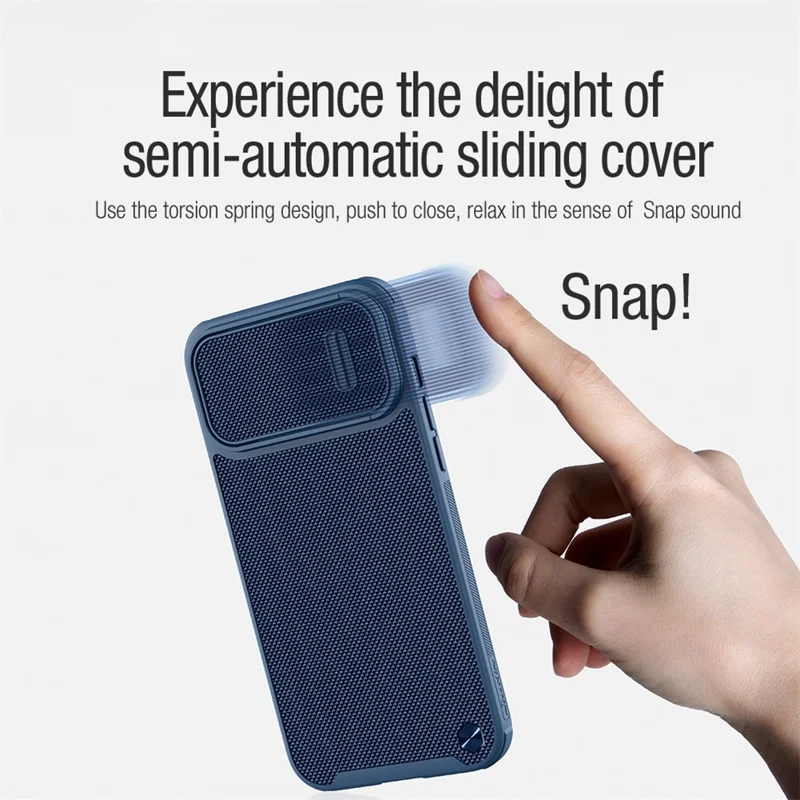 NILLKIN for iPhone 14 Pro Max Texture Protective Phone Case with Camera Slide Protector Support Magnetic Wireless Charging - Black