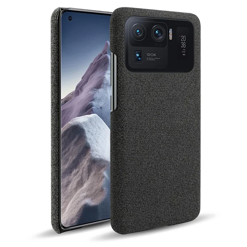 Capa de telefone Xiaomi Mi 11 Ultra Textura de tecido Proteção anti-arranhões Capa traseira de PC - Preto