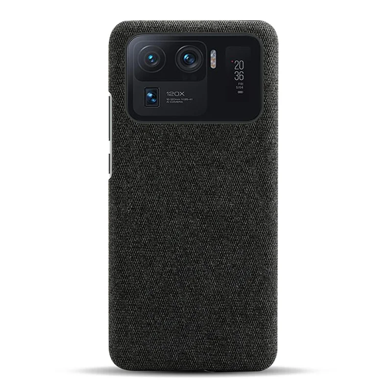 Capa de telefone Xiaomi Mi 11 Ultra Textura de tecido Proteção anti-arranhões Capa traseira de PC - Preto