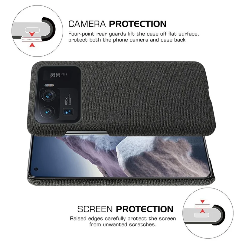 Capa de telefone Xiaomi Mi 11 Ultra Textura de tecido Proteção anti-arranhões Capa traseira de PC - Preto