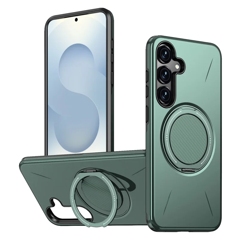 Bulk Purchasing For Samsung Galaxy S25 / S24 Magnetic Case Rotating Kickstand TPU + PC Phone Cover - Green