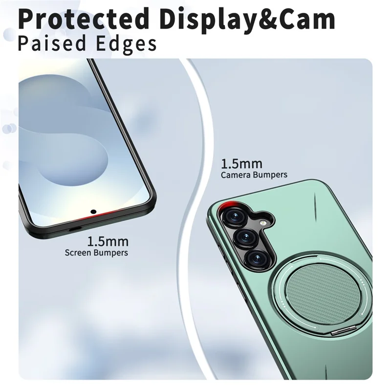 Bulk Purchasing For Samsung Galaxy S25 / S24 Magnetic Case Rotating Kickstand TPU + PC Phone Cover - Green