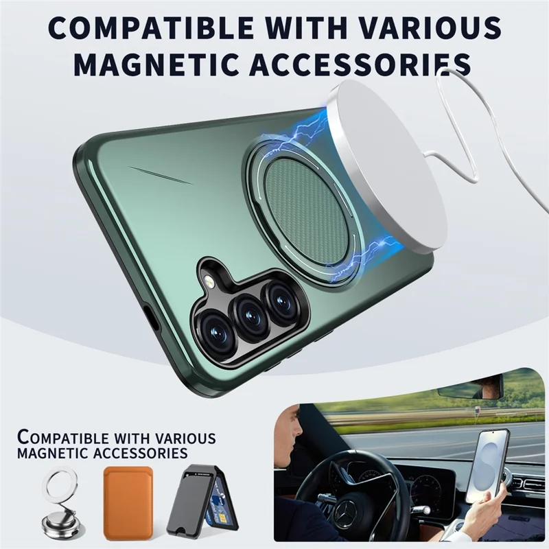 Bulk Purchasing For Samsung Galaxy S26 Magnetic Case Rotating Kickstand TPU + PC Phone Cover - Green