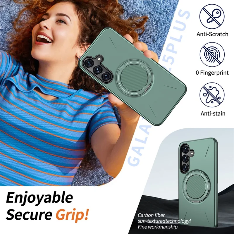 Bulk Purchasing For Samsung Galaxy S26 Magnetic Case Rotating Kickstand TPU + PC Phone Cover - Green