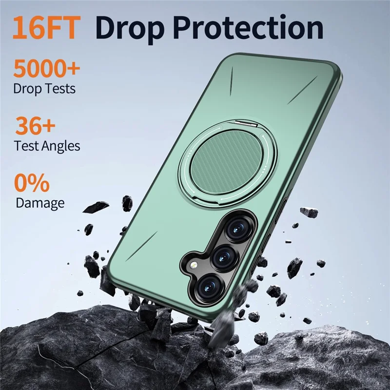 Bulk Purchasing For Samsung Galaxy S26 Magnetic Case Rotating Kickstand TPU + PC Phone Cover - Green