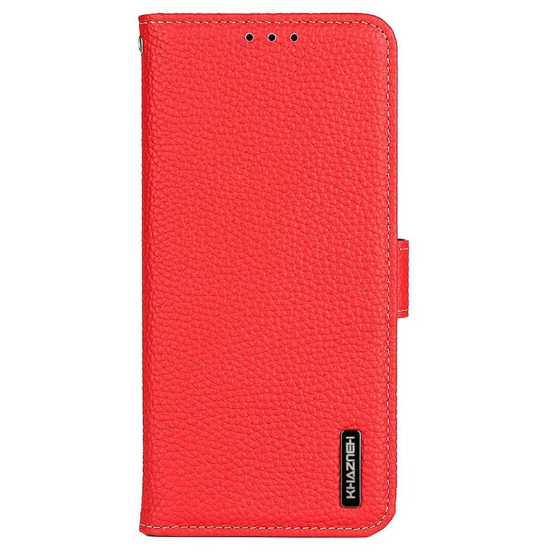 Khazneh Per Xiaomi Redmi Note 12 5G (cina) / Nota 12 5G / Poco X5 5G Litchi Texture Genuina in Pelle Magnetica Flip Case Coperchio Del Telefono Shock Aoff - Rosso