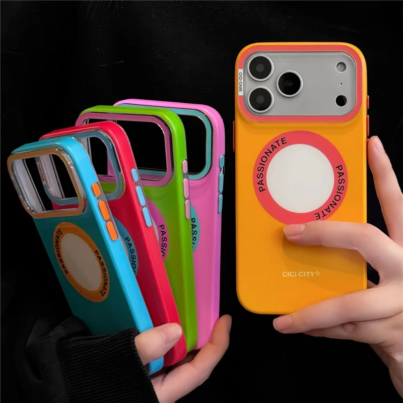 CICI-CITY Capa para iPhone 17 Pro Max Compatível com MagSafe, Capa IMD Mate PC + TPU com Moldura da Câmara Removível - Amarelo