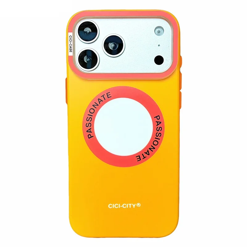 CICI-CITY Capa para iPhone 17 Pro Max Compatível com MagSafe, Capa IMD Mate PC + TPU com Moldura da Câmara Removível - Amarelo