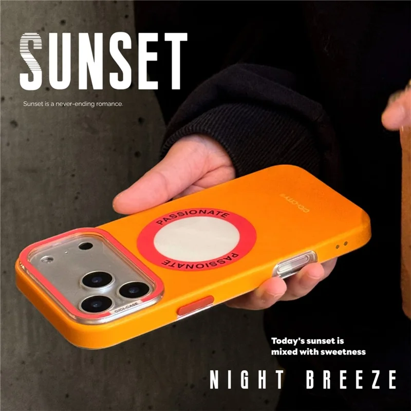 CICI-CITY Capa para iPhone 17 Pro Max Compatível com MagSafe, Capa IMD Mate PC + TPU com Moldura da Câmara Removível - Amarelo