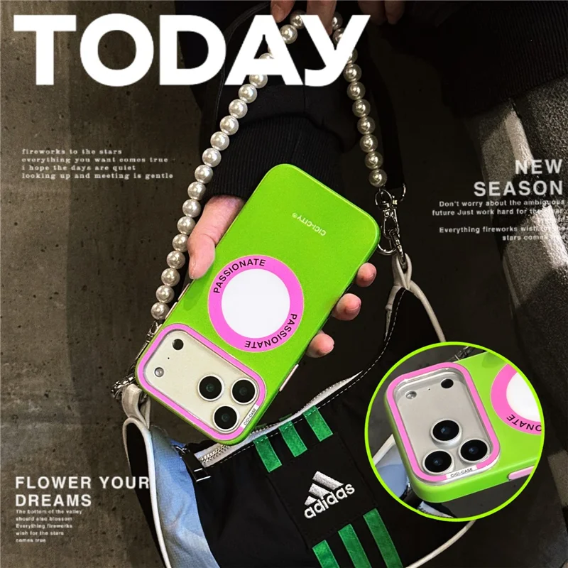 CICI-CITY Capa para iPhone 17 Pro Max Compatível com MagSafe, Capa IMD Mate PC + TPU com Moldura da Câmara Removível - Amarelo