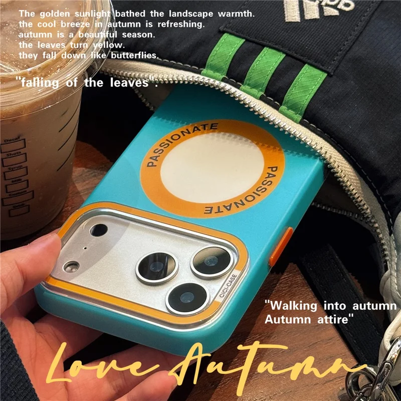 CICI-CITY Capa para iPhone 17 Pro Max Compatível com MagSafe, Capa IMD Mate PC + TPU com Moldura da Câmara Removível - Amarelo